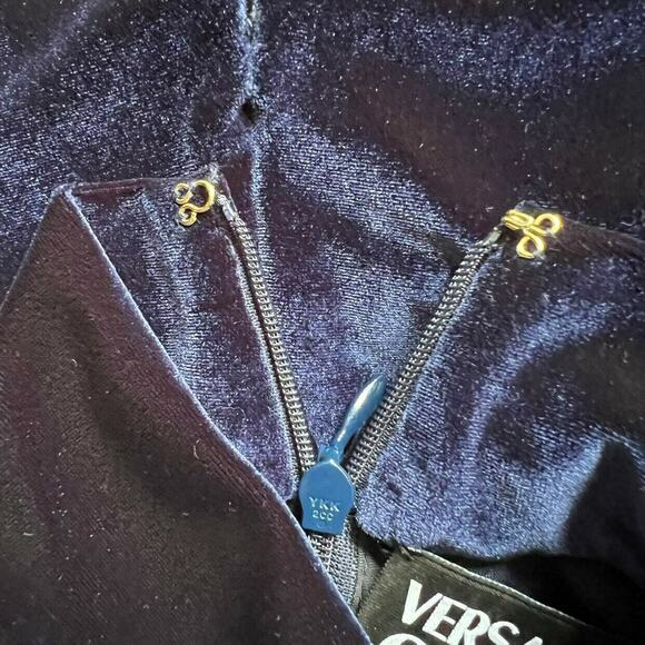 Versace Jeans Couture Navy Long Sleeve Faux Wrap Dress, US0 - Picture 4 of 10